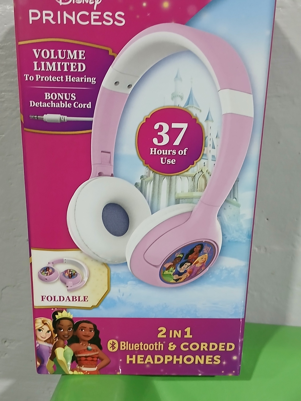 Disney Princess Pink and White On-Ear Bluetooth & Corded Headphones